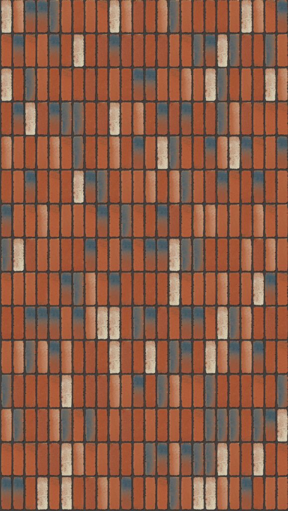 Restoration Red Tumbled Soldier 2016 x 3570 mm Midland Brick texture Charcoal mortar